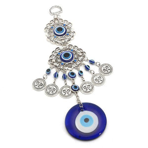 Wind Chimes Turkey Evil Eye Pendants Amulet Home Wall Hanging Decor Blessing Protection Gift Dream Catcher Blue Rhinestone