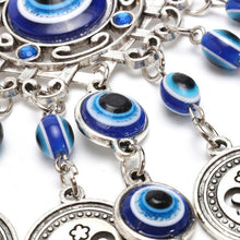 Load image into Gallery viewer, Wind Chimes Turkey Evil Eye Pendants Amulet Home Wall Hanging Decor Blessing Protection Gift Dream Catcher Blue Rhinestone
